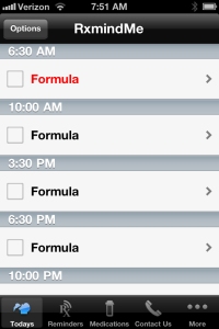 Use the RxmindMe app to set reminders on your phone to take your formula.